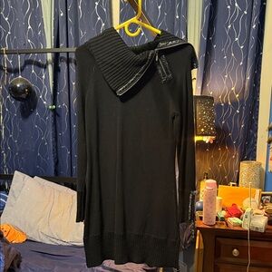 Black Women's Sweater with Unique Collar